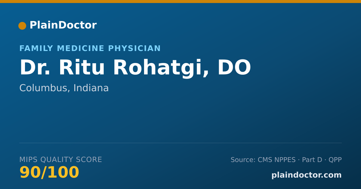 Shareable card for Ritu Rohatgi, DO - Family Medicine Physician, Columbus, IN