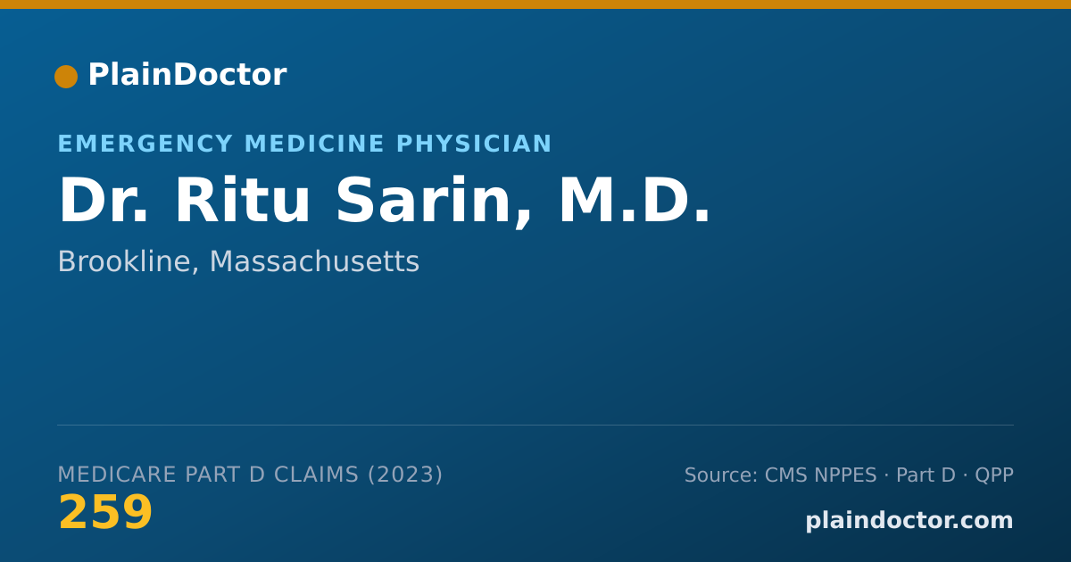 Shareable card for Ritu Sarin, M.D. - Emergency Medicine Physician, Brookline, MA