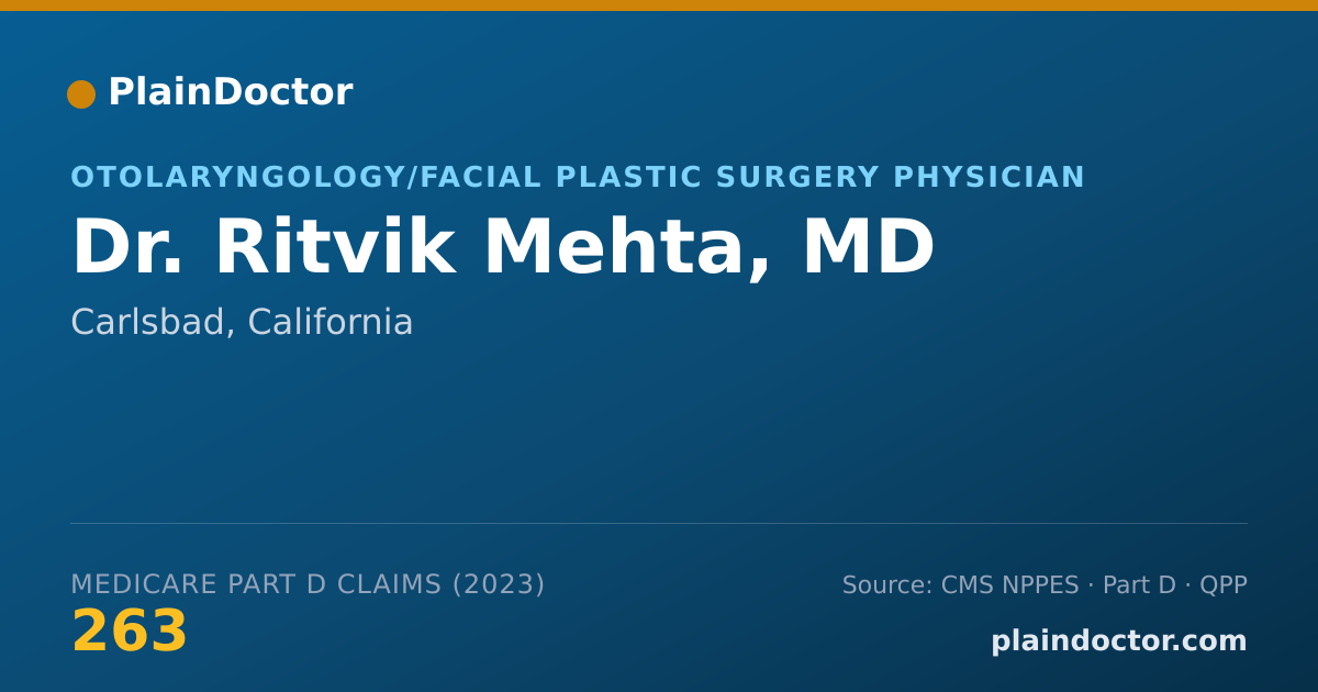 Shareable card for Ritvik Mehta, MD - Otolaryngology/Facial Plastic Surgery Physician, Carlsbad, CA