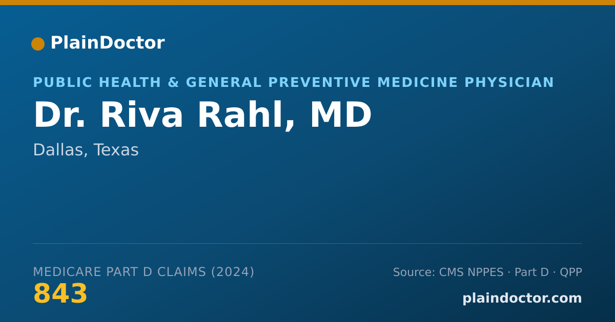 Shareable card for Riva Rahl, MD - Public Health & General Preventive Medicine Physician, Dallas, TX