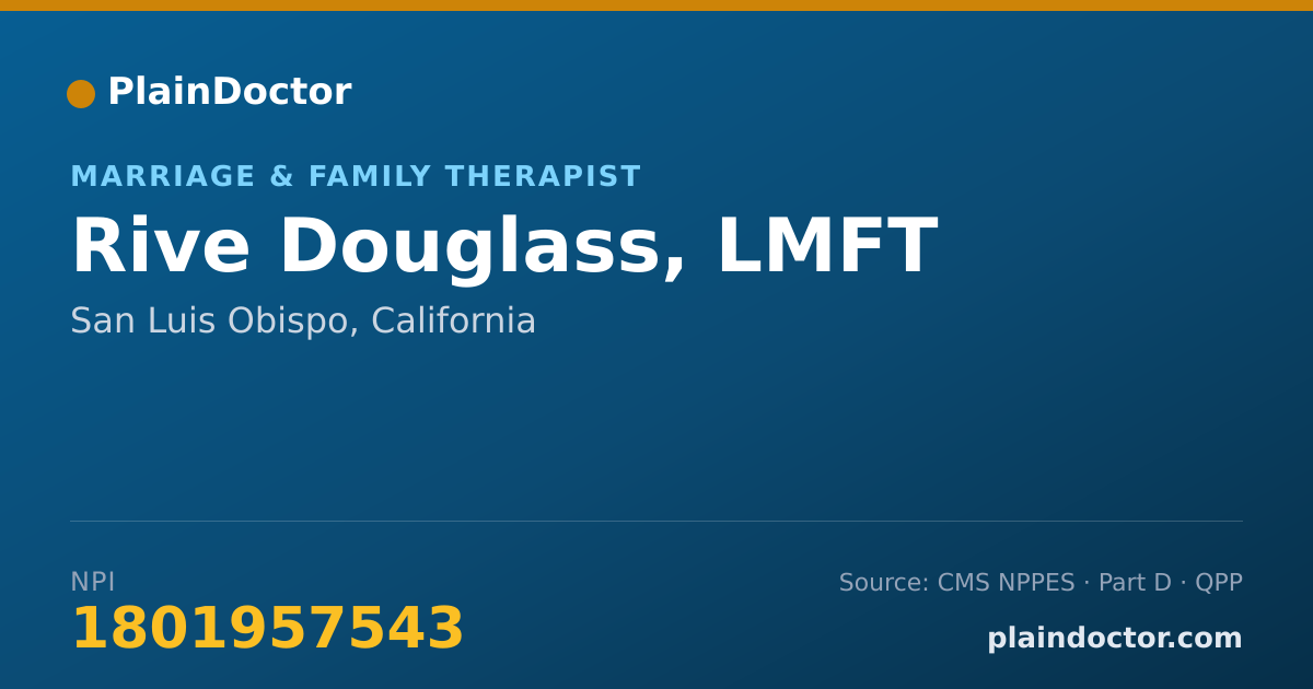 Shareable card for Rive Douglass, LMFT - Marriage & Family Therapist, San Luis Obispo, CA