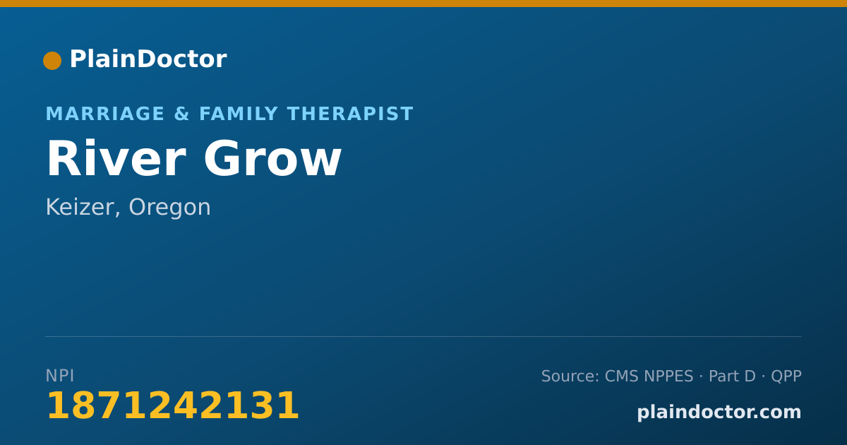 Shareable card for River Grow - Marriage & Family Therapist, Keizer, OR