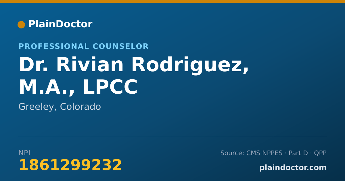 Shareable card for Rivian Rodriguez, M.A., LPCC - Professional Counselor, Greeley, CO