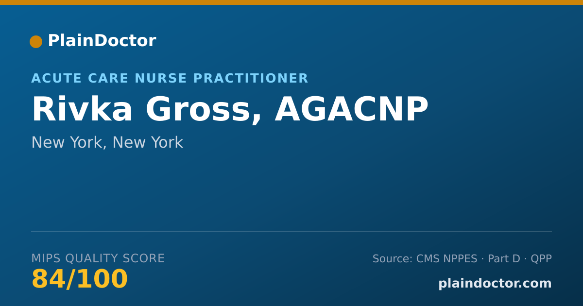 Shareable card for Rivka Gross, AGACNP - Acute Care Nurse Practitioner, New York, NY