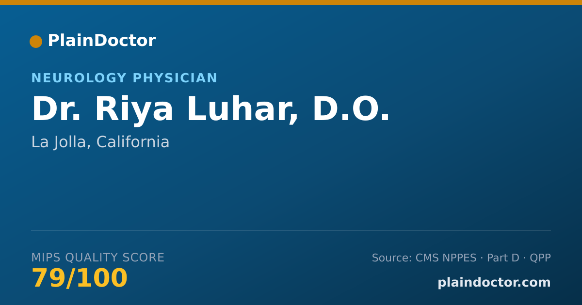 Shareable card for Riya Luhar, D.O. - Neurology Physician, La Jolla, CA