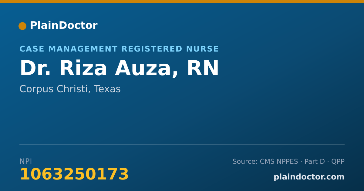 Shareable card for Riza Auza, RN - Case Management Registered Nurse, Corpus Christi, TX