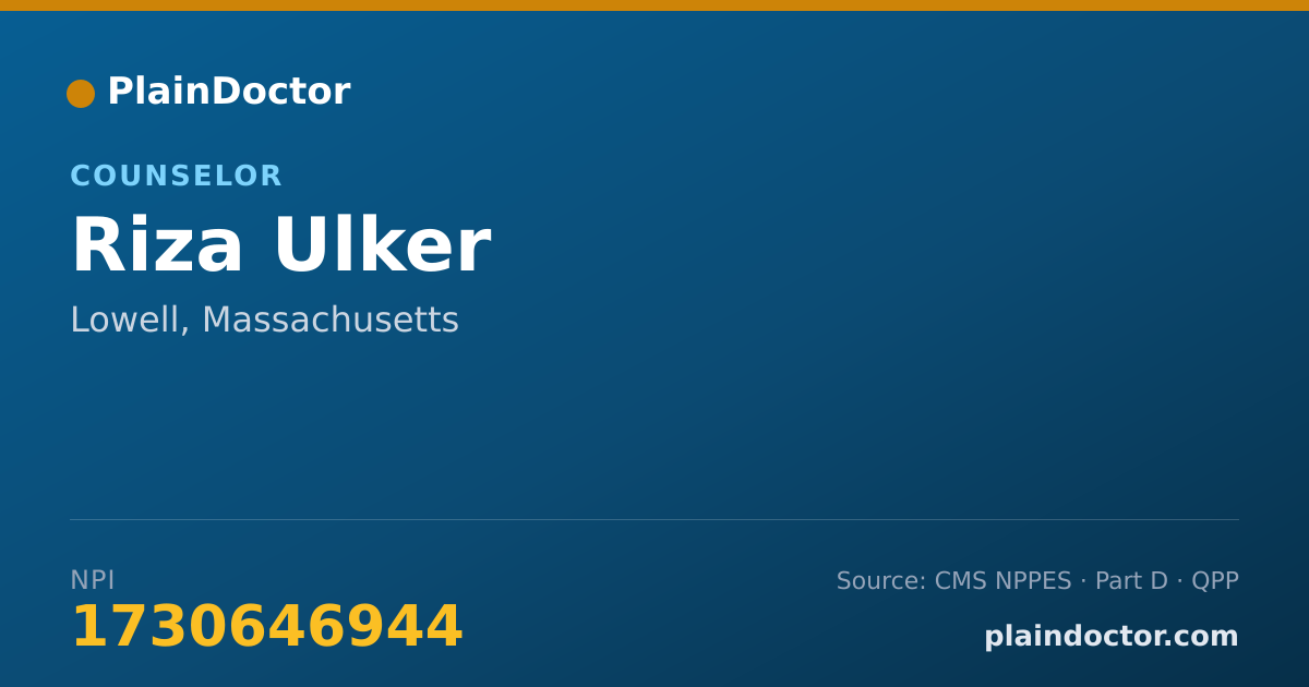 Shareable card for Riza Ulker - Counselor, Lowell, MA