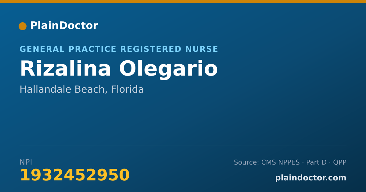 Shareable card for Rizalina Olegario - General Practice Registered Nurse, Hallandale Beach, FL