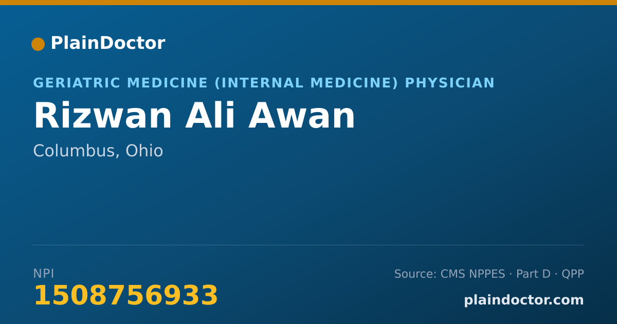 Shareable card for Rizwan Ali Awan - Geriatric Medicine (Internal Medicine) Physician, Columbus, OH