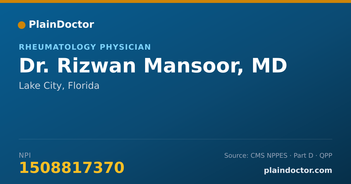Shareable card for Rizwan Mansoor, MD - Rheumatology Physician, Lake City, FL