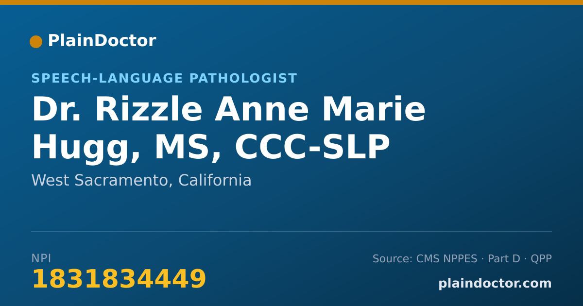 Shareable card for Rizzle Anne Marie Hugg, MS, CCC-SLP - Speech-Language Pathologist, West Sacramento, CA