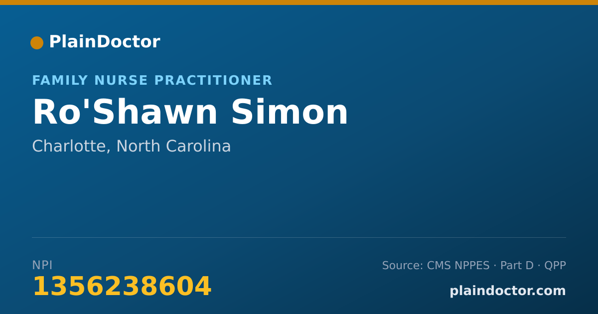 Shareable card for Ro'Shawn Simon - Family Nurse Practitioner, Charlotte, NC
