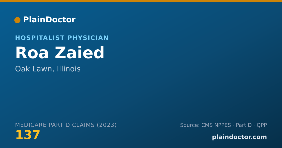 Shareable card for Roa Zaied - Hospitalist Physician, Oak Lawn, IL