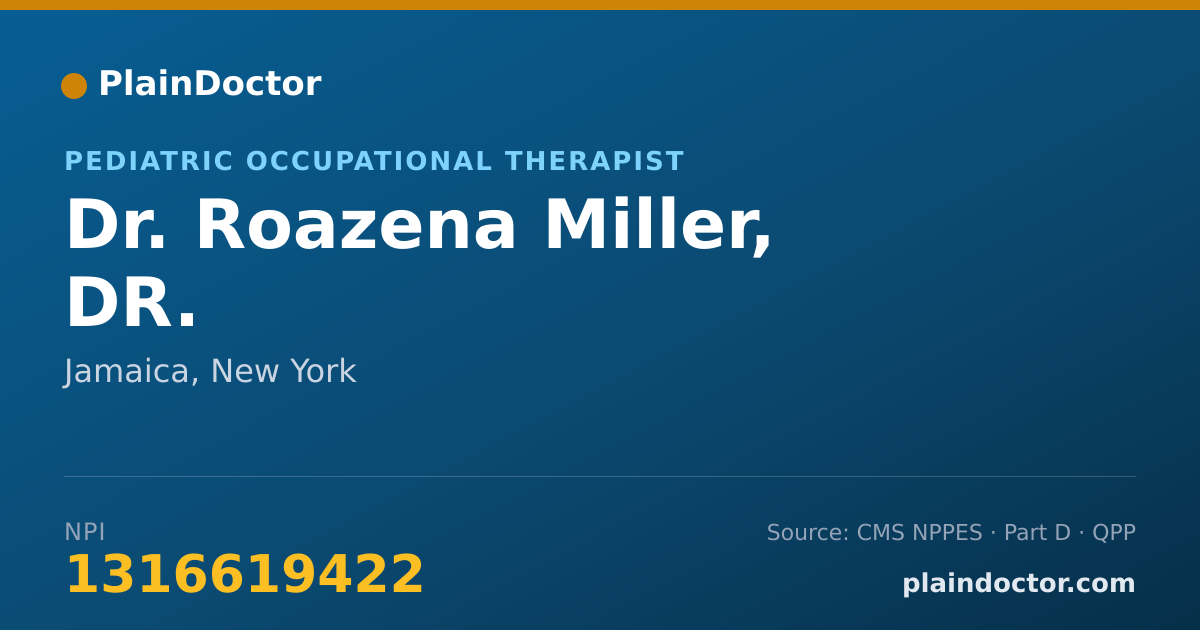 Shareable card for Roazena Miller, DR. - Pediatric Occupational Therapist, Jamaica, NY