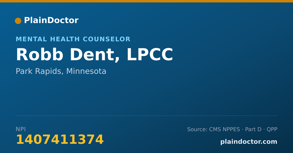 Shareable card for Robb Dent, LPCC - Mental Health Counselor, Park Rapids, MN