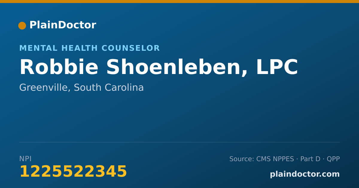 Shareable card for Robbie Shoenleben, LPC - Mental Health Counselor, Greenville, SC