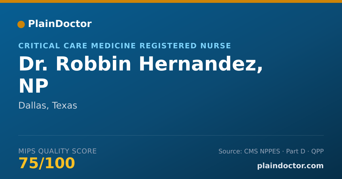 Shareable card for Robbin Hernandez, NP - Critical Care Medicine Registered Nurse, Dallas, TX