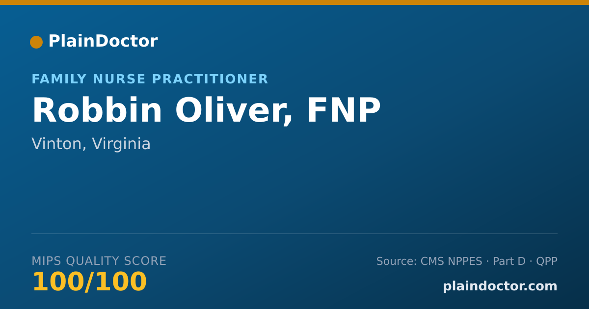 Shareable card for Robbin Oliver, FNP - Family Nurse Practitioner, Vinton, VA