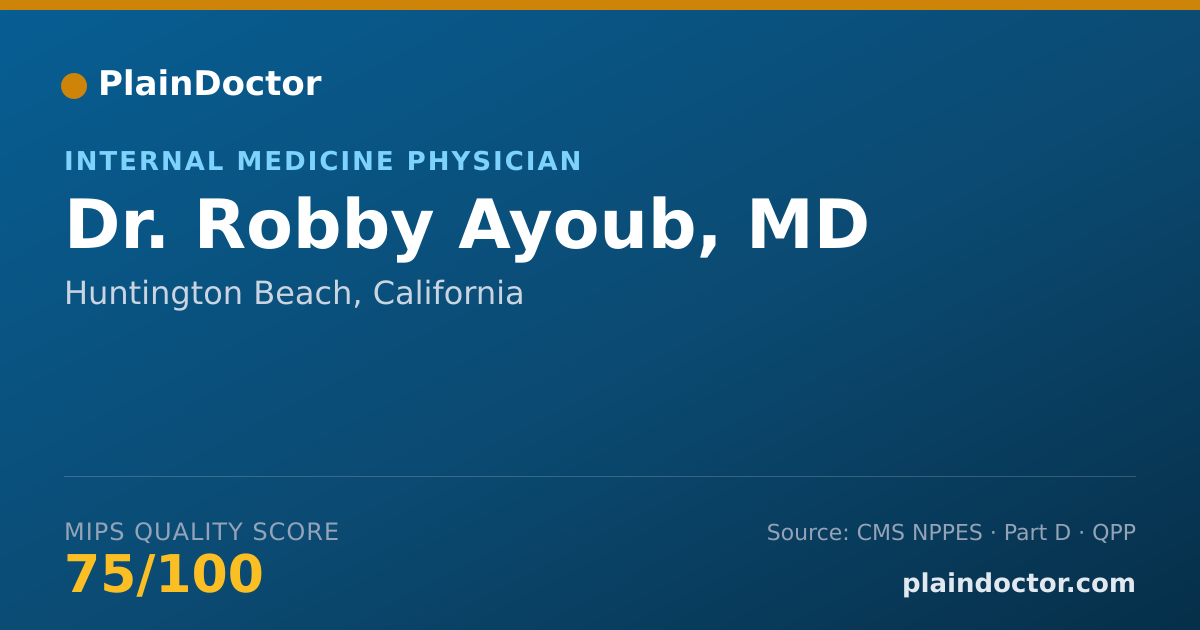 Shareable card for Robby Ayoub, MD - Internal Medicine Physician, Huntington Beach, CA