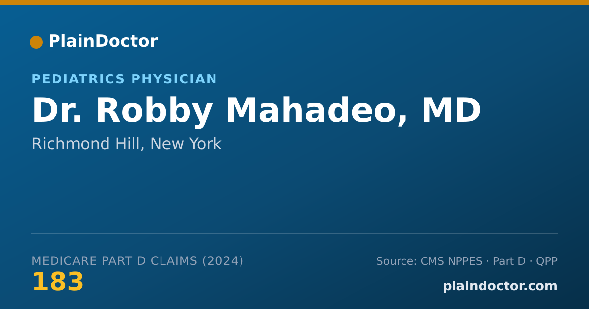 Shareable card for Robby Mahadeo, MD - Pediatrics Physician, Richmond Hill, NY