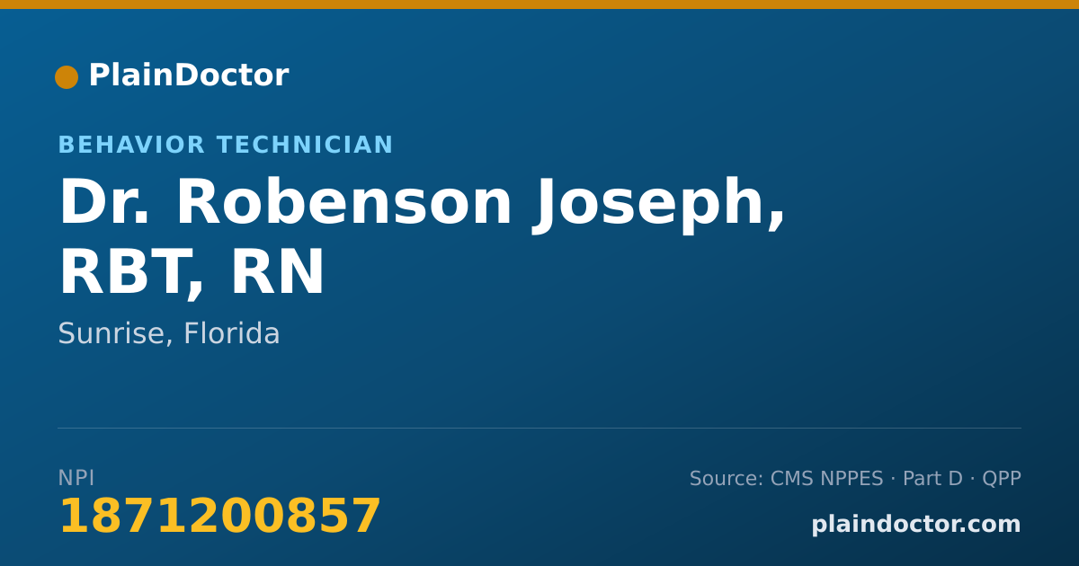 Shareable card for Robenson Joseph, RBT, RN - Behavior Technician, Sunrise, FL