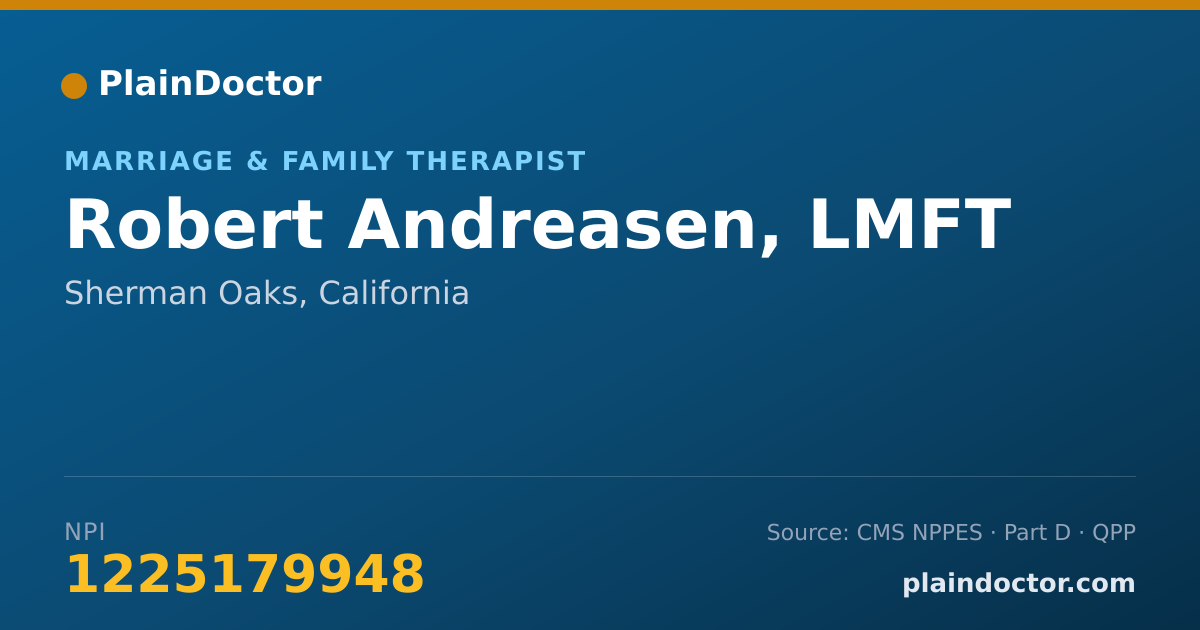 Shareable card for Robert Andreasen, LMFT - Marriage & Family Therapist, Sherman Oaks, CA