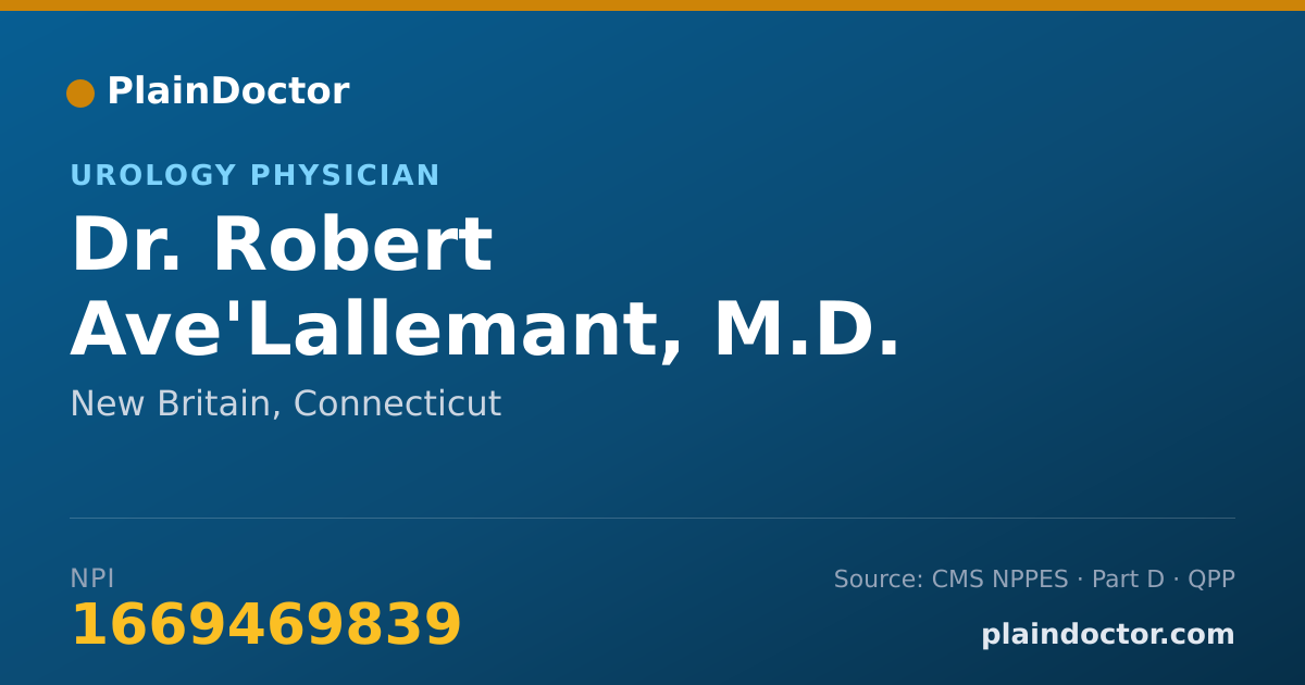Shareable card for Robert Ave'Lallemant, M.D. - Urology Physician, New Britain, CT