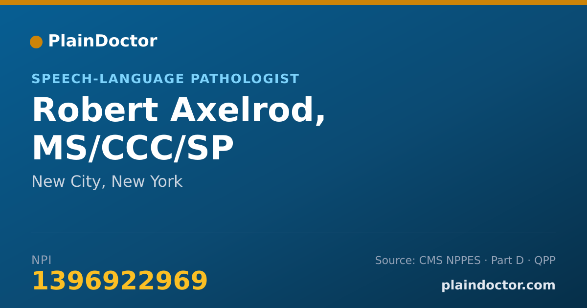 Shareable card for Robert Axelrod, MS/CCC/SP - Speech-Language Pathologist, New City, NY