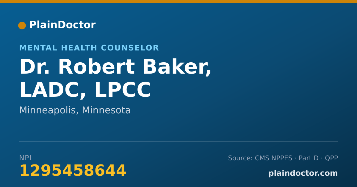 Shareable card for Robert Baker, LADC, LPCC - Mental Health Counselor, Minneapolis, MN
