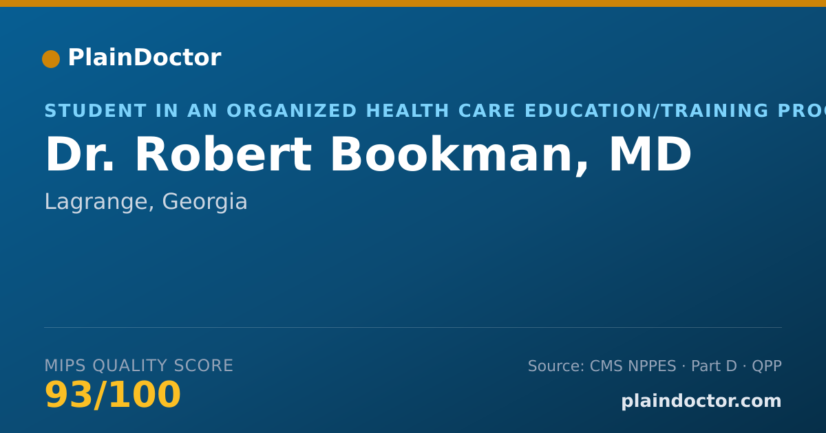 Shareable card for Robert Bookman, MD - Student in an Organized Health Care Education/Training Program, Lagrange, GA