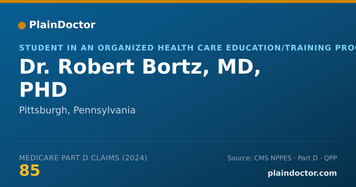 Shareable card for Robert Bortz, MD, PHD - Student in an Organized Health Care Education/Training Program, Pittsburgh, PA