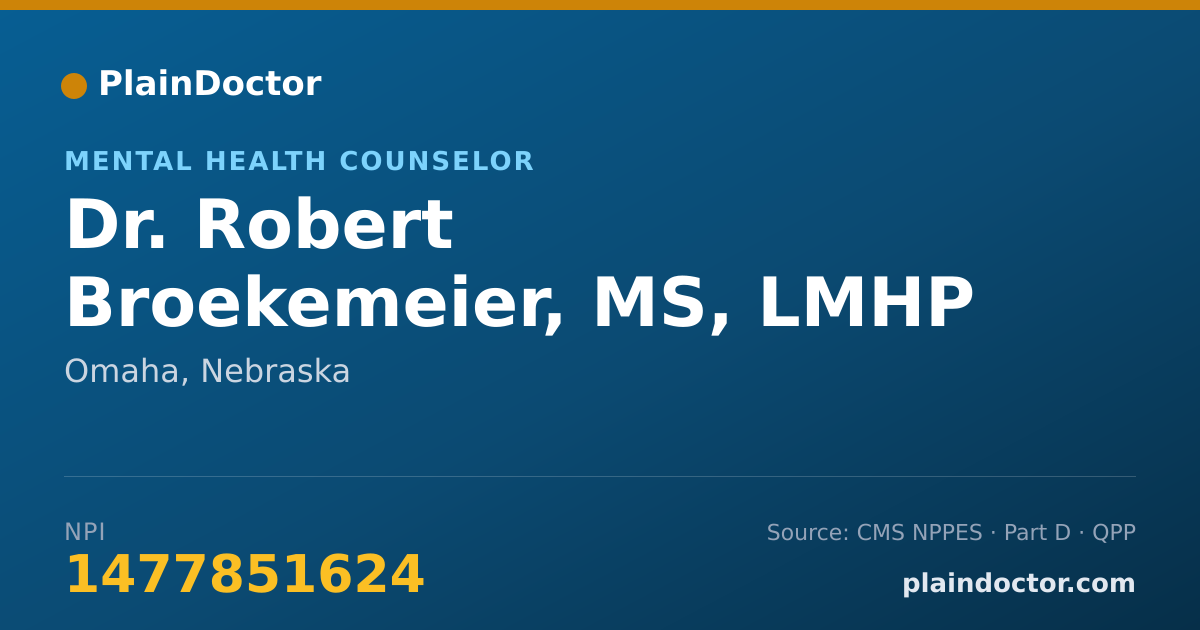 Shareable card for Robert Broekemeier, MS, LMHP - Mental Health Counselor, Omaha, NE