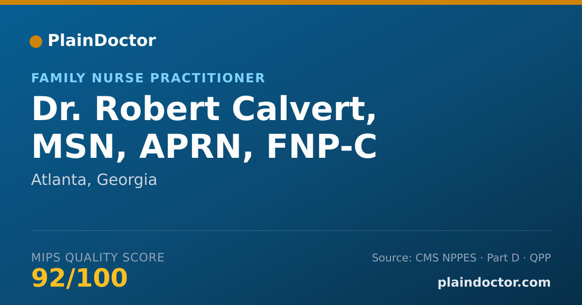 Shareable card for Robert Calvert, MSN, APRN, FNP-C - Family Nurse Practitioner, Atlanta, GA