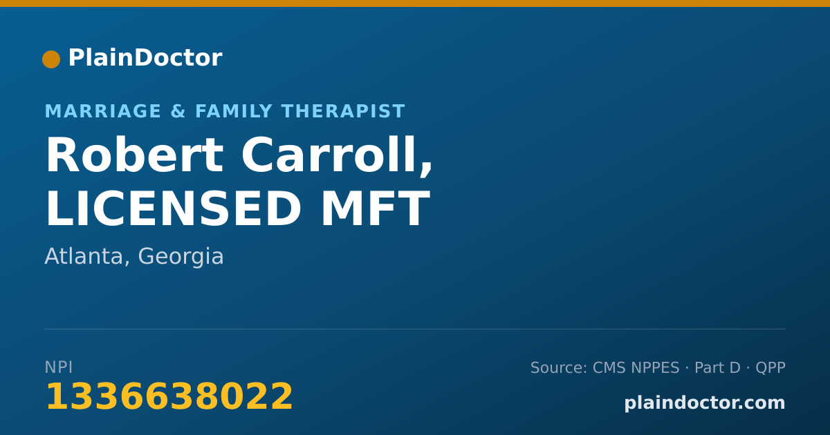 Shareable card for Robert Carroll, LICENSED MFT - Marriage & Family Therapist, Atlanta, GA