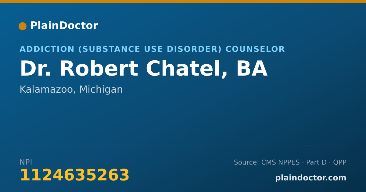 Shareable card for Robert Chatel, BA - Addiction (Substance Use Disorder) Counselor, Kalamazoo, MI