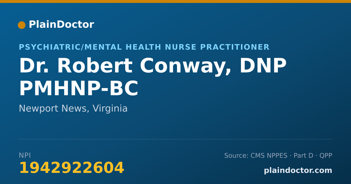 Shareable card for Robert Conway, DNP PMHNP-BC - Psychiatric/Mental Health Nurse Practitioner, Newport News, VA