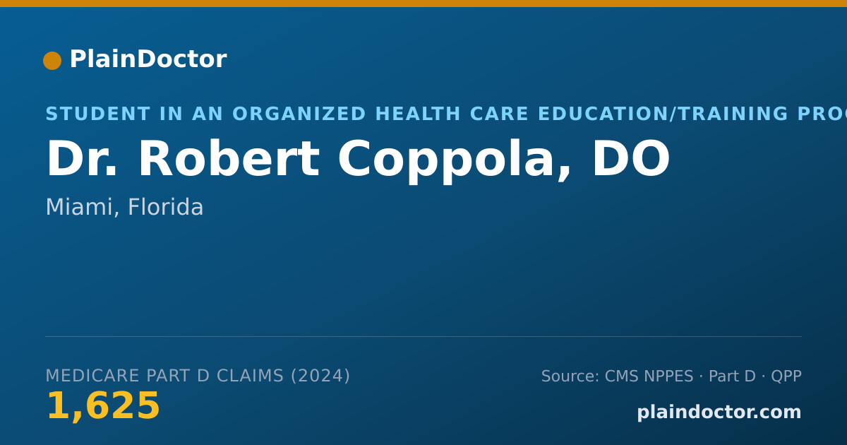Shareable card for Robert Coppola, DO - Student in an Organized Health Care Education/Training Program, Miami, FL