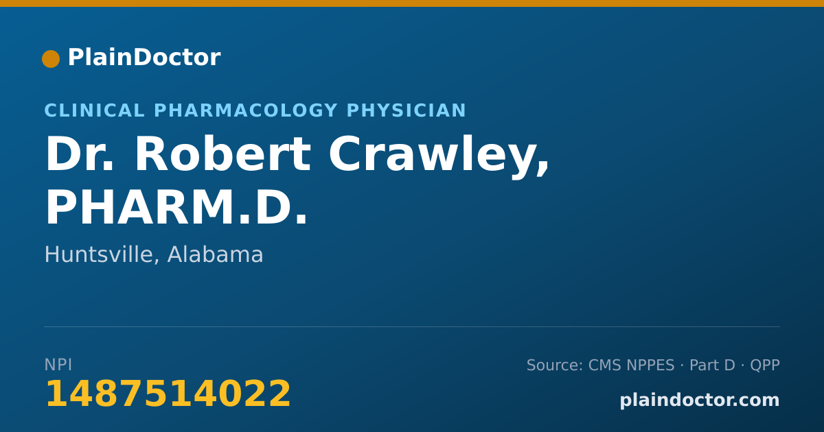 Shareable card for Robert Crawley, PHARM.D. - Clinical Pharmacology Physician, Huntsville, AL