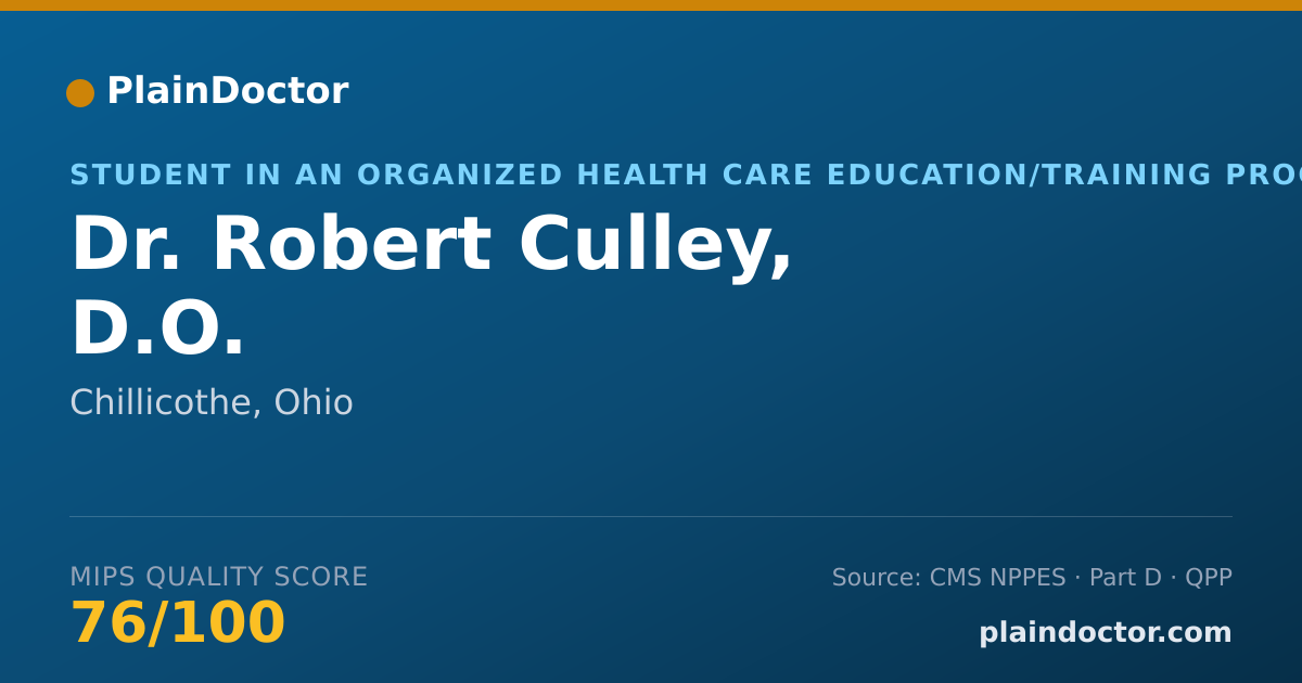 Shareable card for Robert Culley, D.O. - Student in an Organized Health Care Education/Training Program, Chillicothe, OH