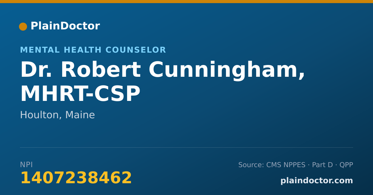 Shareable card for Robert Cunningham, MHRT-CSP - Mental Health Counselor, Houlton, ME