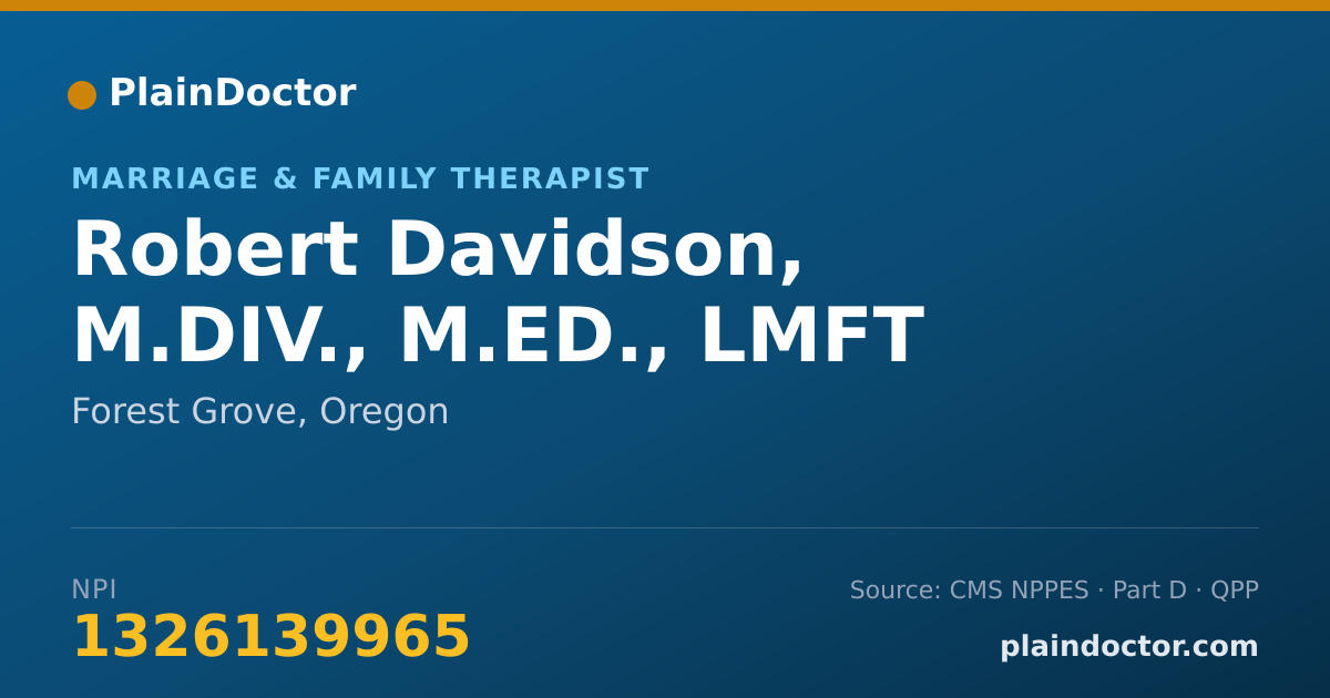 Shareable card for Robert Davidson, M.DIV., M.ED., LMFT - Marriage & Family Therapist, Forest Grove, OR