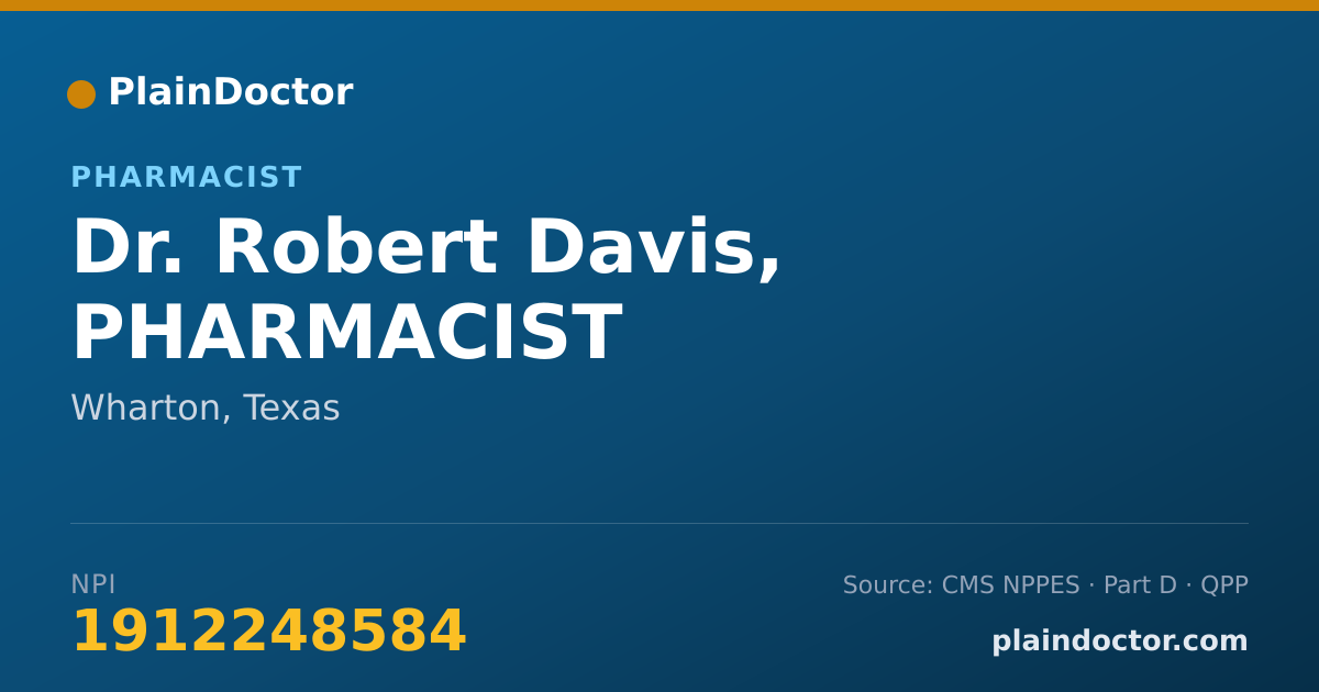 Shareable card for Robert Davis, PHARMACIST - Pharmacist, Wharton, TX