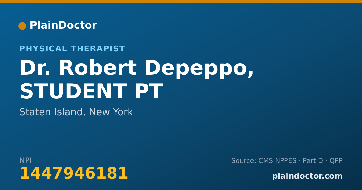 Shareable card for Robert Depeppo, STUDENT PT - Physical Therapist, Staten Island, NY