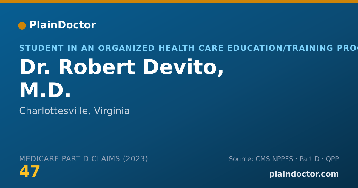 Shareable card for Robert Devito, M.D. - Student in an Organized Health Care Education/Training Program, Charlottesville, VA