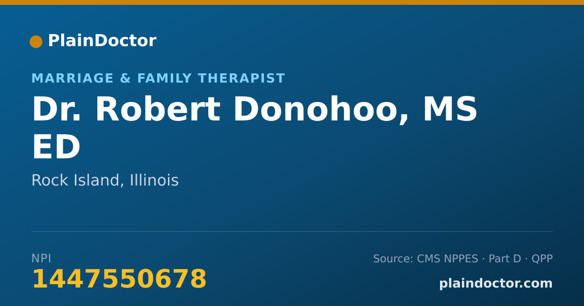 Shareable card for Robert Donohoo, MS ED - Marriage & Family Therapist, Rock Island, IL