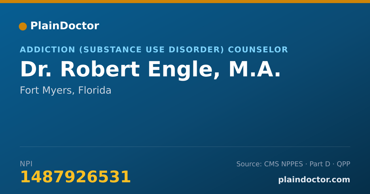 Shareable card for Robert Engle, M.A. - Addiction (Substance Use Disorder) Counselor, Fort Myers, FL