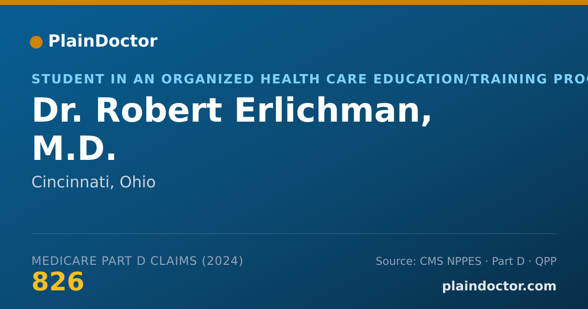 Shareable card for Robert Erlichman, M.D. - Student in an Organized Health Care Education/Training Program, Cincinnati, OH