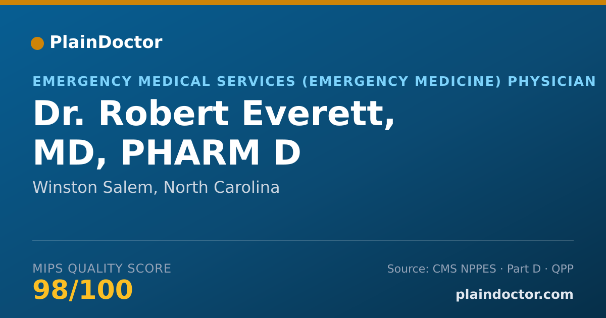 Shareable card for Robert Everett, MD, PHARM D - Emergency Medical Services (Emergency Medicine) Physician, Winston Salem, NC
