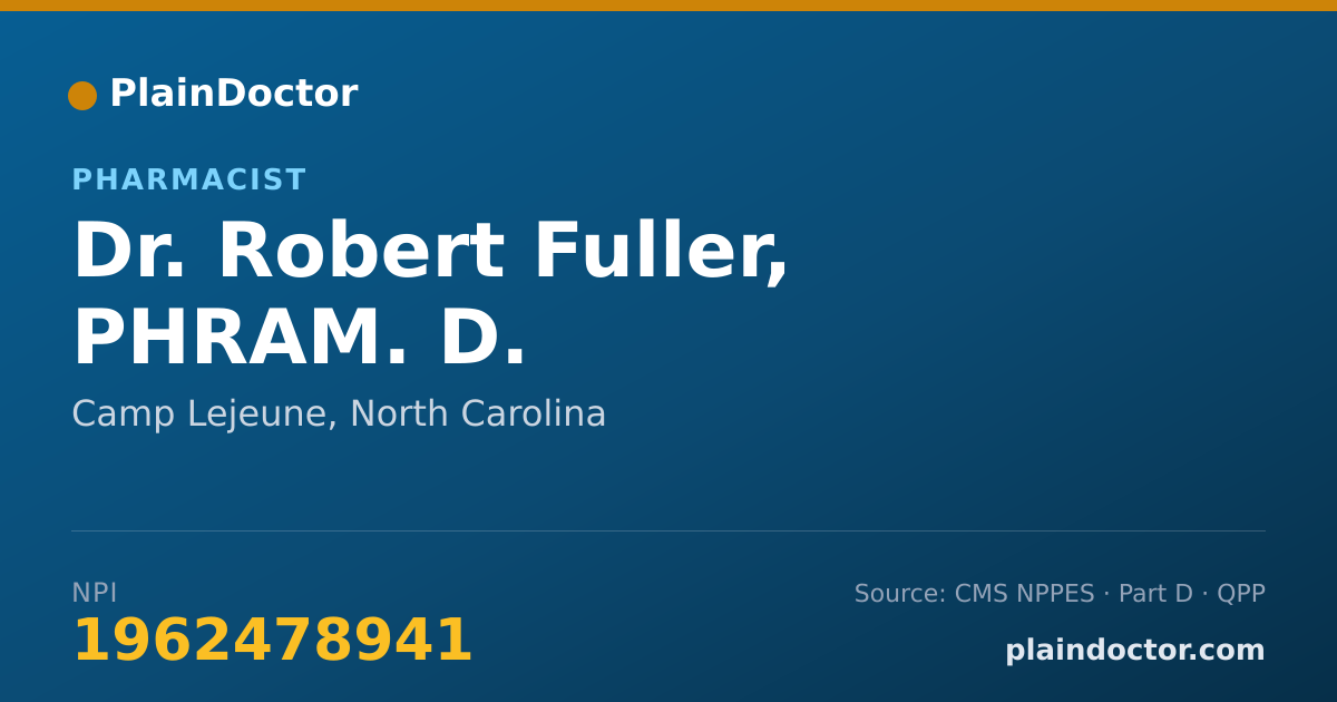 Shareable card for Robert Fuller, PHRAM. D. - Pharmacist, Camp Lejeune, NC