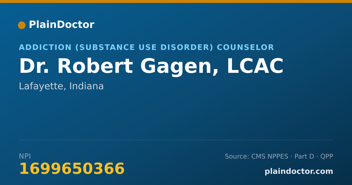 Shareable card for Robert Gagen, LCAC - Addiction (Substance Use Disorder) Counselor, Lafayette, IN